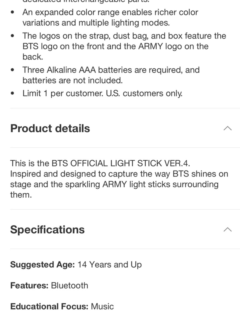 BTS OFFICIAL LIGHT STICK VER.4 - Picture 4 of 4